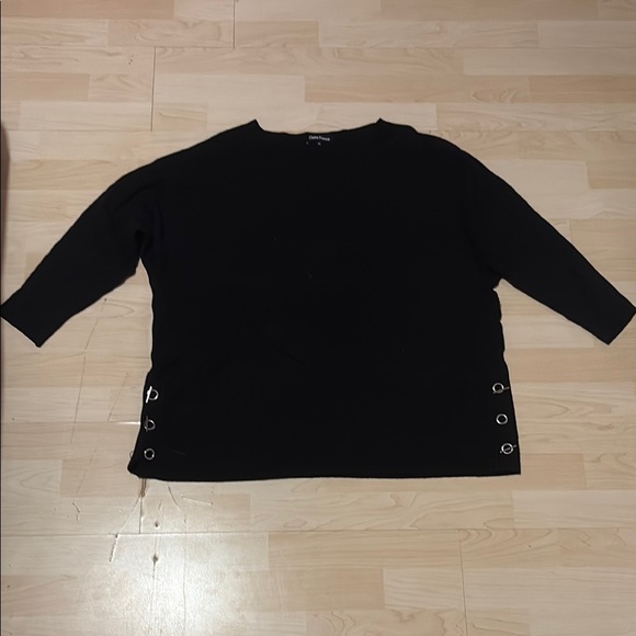 Chic Black Top with Silver Accents - Picture 1 of 3